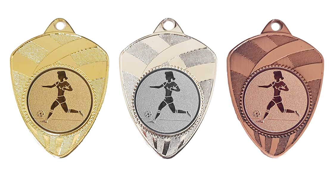 ME091 Medaille goud-zilver-brons 38 x 48 mm compleet